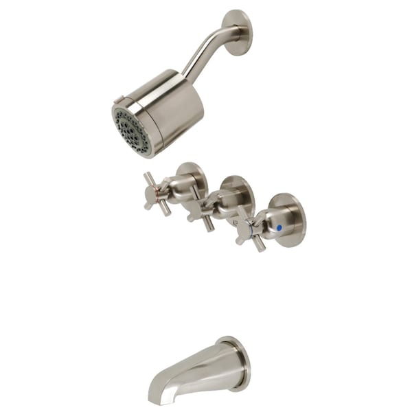 Tub and Shower Faucet, Brushed Nickel, Wall Mount